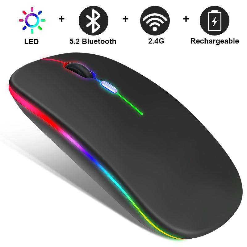 2.4G Wireless Mouse Rechargeable Bluetooth RGB