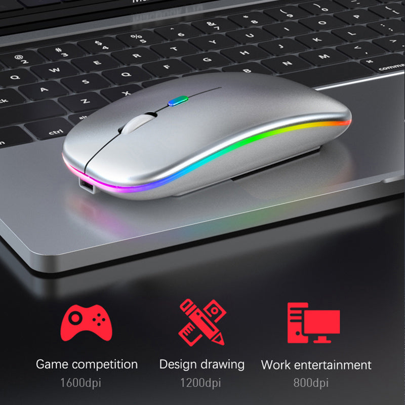 2.4G Wireless Mouse Rechargeable Bluetooth RGB